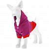 6083 - "Пэт тойс (Pet toys)" Одежда для собаки "Толстовка" "DOG" с капюшоном, с принтом, на кнопках р-р 2XL, длина спинки 40см/обхват груди 50см/обхват шеи 38см, цвет-сиренево-красный, флис (Китай)