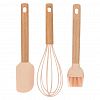74-105 - Кухонный набор "Linea Silicone" 3 предмета: лопатка 25,5х5,3х1,3см, кисть 23,6х5х1,5см, венчик 25,1х6,5х6,5см, бук, силикон, розовый, "Regent" (Китай) 