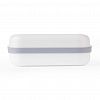 М9138 - Мыльница дорожная пластмассовая "Компакт" 12х8,5х4,5см, бело-серый (Россия)
