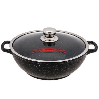 Казан с антипригарным покрытием 4л, д28см "Гранит Induction", h10см, s0,4см, литые ручки, стеклянная крышка с пароотводом, подарочная упаковка (Россия) Подходит для всех видов плит, включая индукционную.